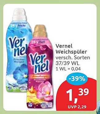 Vernel Weichspüler verschiedene Sorten 37/39 WL