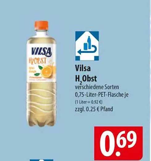 Vilsa H₂Obst verschiedene Sorten 0,75-Liter-PET-Flasche je
