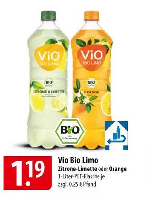 Vio Bio Limo Zitrone-Limette oder Orange