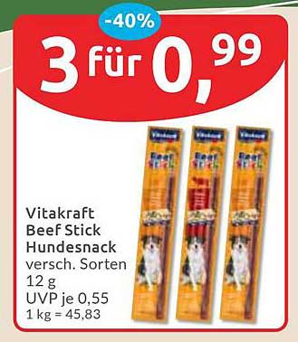 Vitakraft Beef Stick Hundesnack 3 für 0,99 €