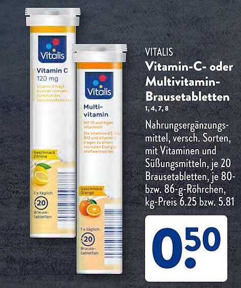 VITALIS Vitamin-C- oder Multivitamin-Brausetabletten