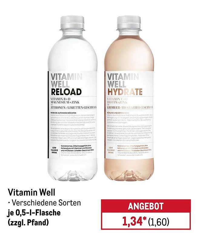 Vitamin Well - Verschiedene Sorten je 0,5-l-Flasche (zzgl. Pfand)