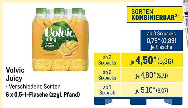 Volvic Juicy - 6 x 0,5 l-Flasche (zzgl. Pfand)