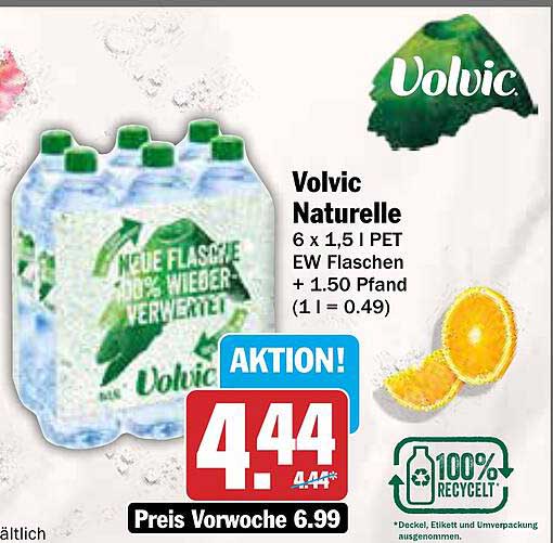 Volvic Naturelle 6 x 1,5 l PET EW Flaschen + 1,50 Pfand