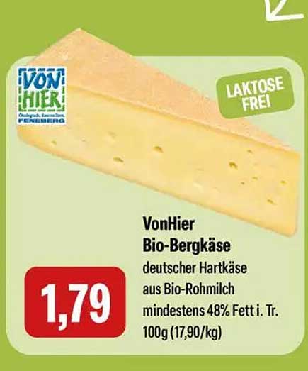 VonHier Bio-Bergkäse - deutscher Hartkäse aus Bio-Rohmilch