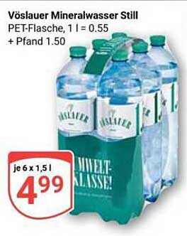 Vöslauer Mineralwasser Still, 6 x 1,5 l für nur 4,99 €