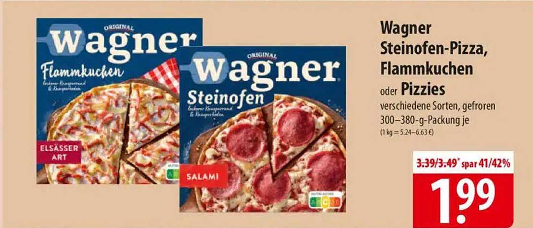 Wagner Steinofen-Pizza, Flammkuchen oder Pizzies - verschiedene Sorten, gefroren