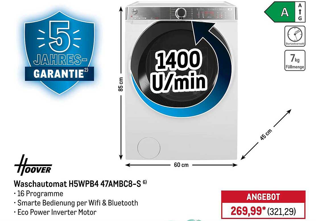 Waschautomat H5WPB4 47AMBC8-S mit 5 Jahren Garantie