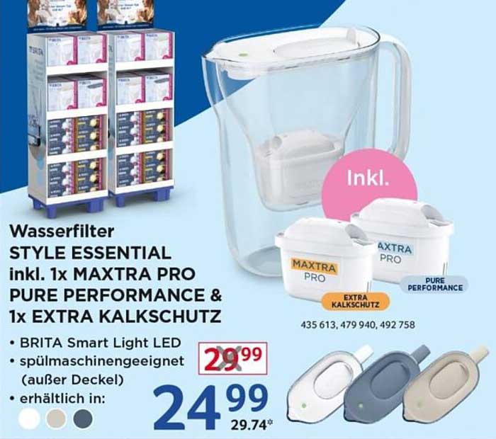 Wasserfilter STYLE ESSENTIAL inkl. 1x MAXTRA PRO PURE PERFORMANCE & 1x EXTRA KALKSCHUTZ