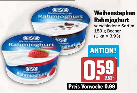 Weihenstephan Rahmjoghurt verschiedene Sorten 150 g Becher