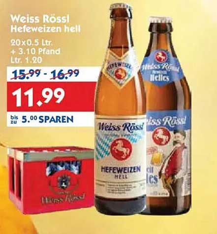 Weiss Rössl Hefeweizen hell 20x0.5 Ltr - jetzt sparen!