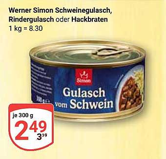 Werner Simon Schweinegulasch, Rindergulasch oder Hackbraten - 300 g