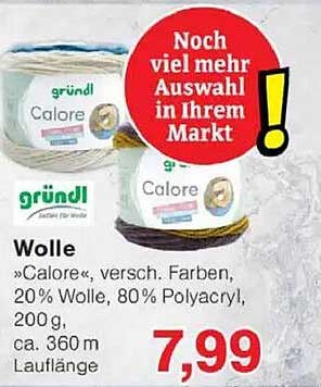 Wolle "Calore", verschiedene Farben - 200 g