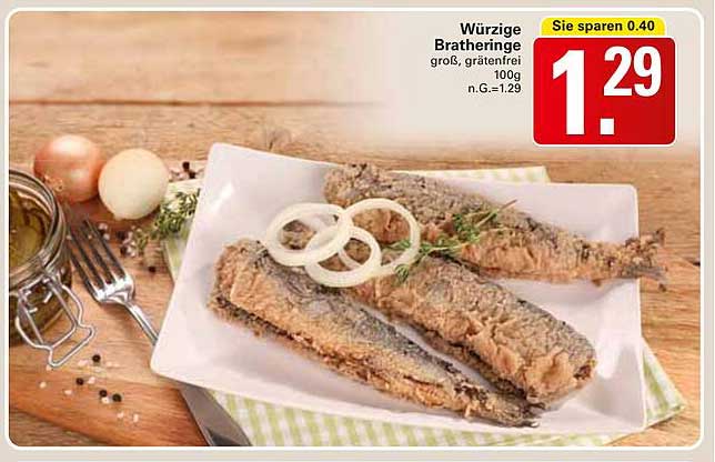 Würzige Bratheringe, groß, grätenfrei