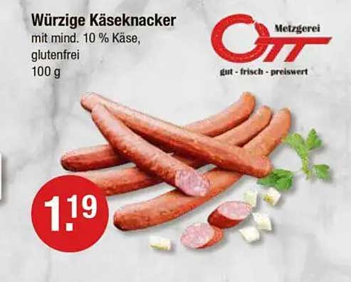 Würzige Käsknacker mit mind. 10 % Käse, glutenfrei