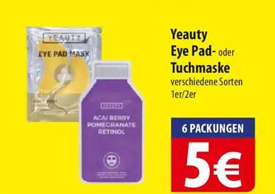 Yeauty Eye Pad- oder Tuchmaske verschiedene Sorten 1er/2er