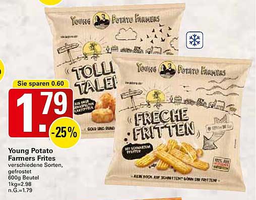Young Potato Farmers Frites - verschiedene Sorten, gefrostet, 600g Beutel