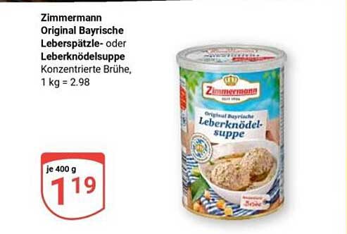 Zimmermann Original Bayrische Leberknödel-Suppe 400 g