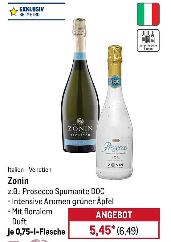 Zonin Prosecco Spumante DOC, 0,75 l-Flasche