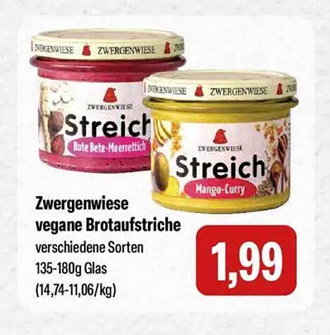 Zwergenwiese vegane Brotaufstriche – verschiedene Sorten