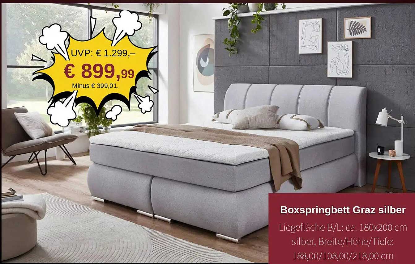 Boxspringbett Graz silber