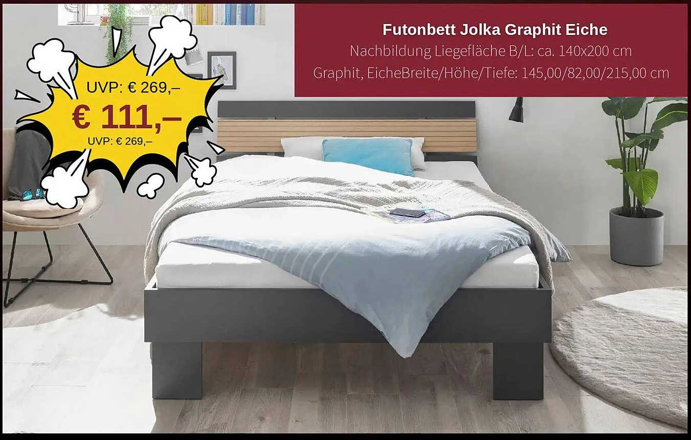 Futonbett Jolka Graphit Eiche