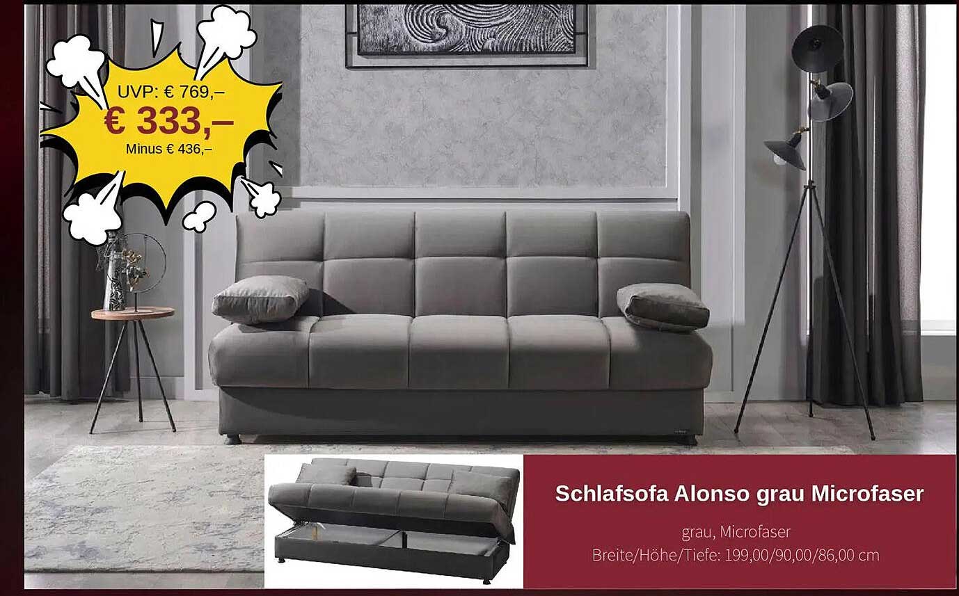 Schlafsofa Alonso grau Microfaser
