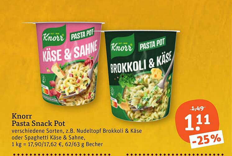 Faszinierend Knorr Pasta Snack Angebot Ebenbild