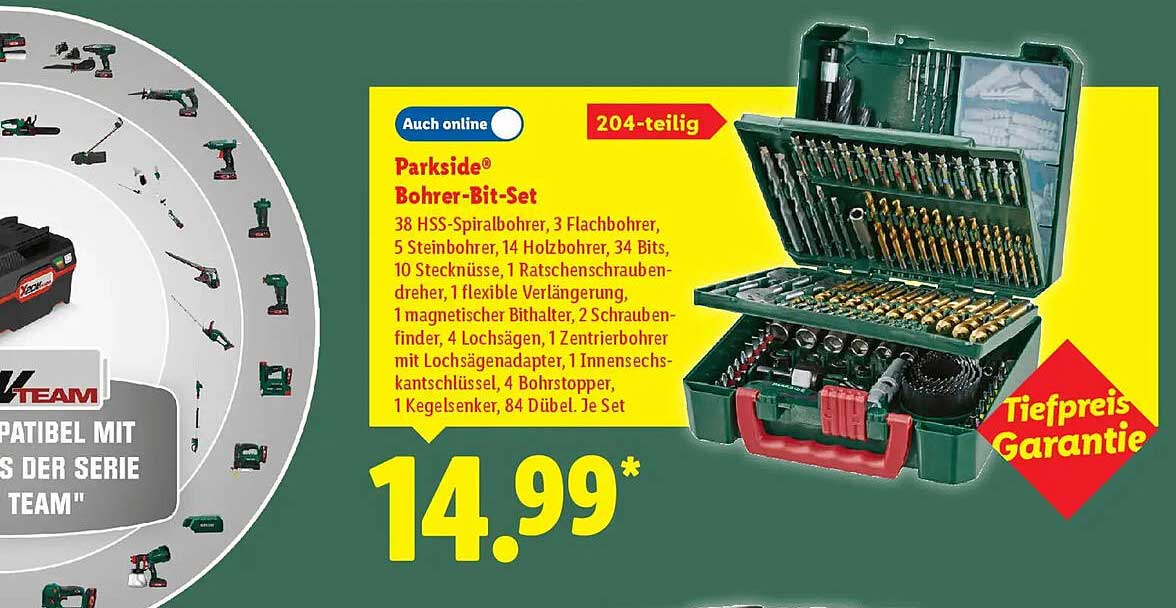 Parkside® Bohrer-Bit-Set 204-Teilig Angebot bei Lidl - ProspektGuru.de