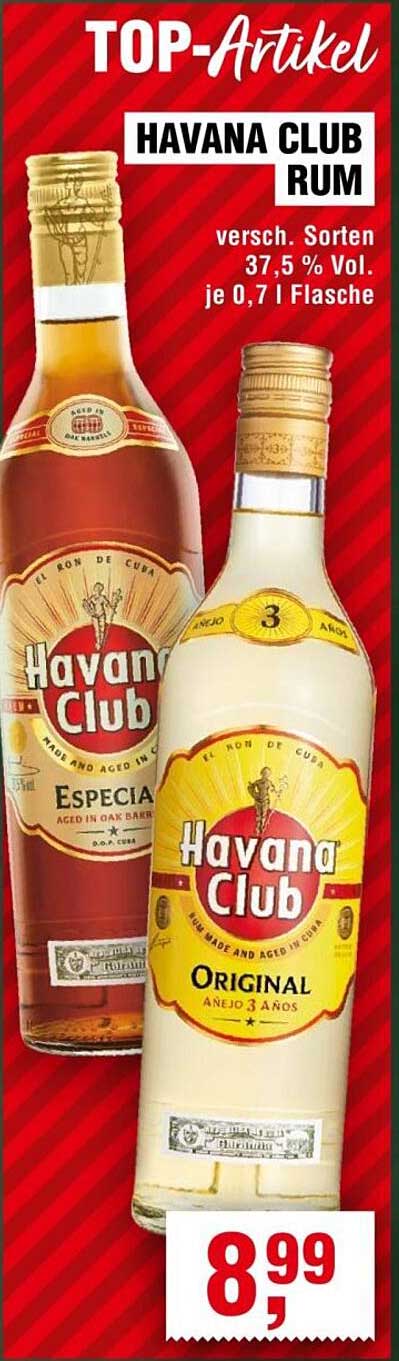 HAVANA CLUB RUM versch. Sorten 37,5 % Vol. je 0,7 l Flasche