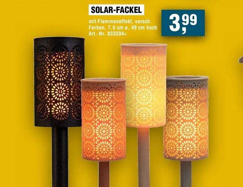 SOLAR-FACKEL mit Flammeneneffekt, versch. Farben, 7,5 cm Ø, 49 cm hoch