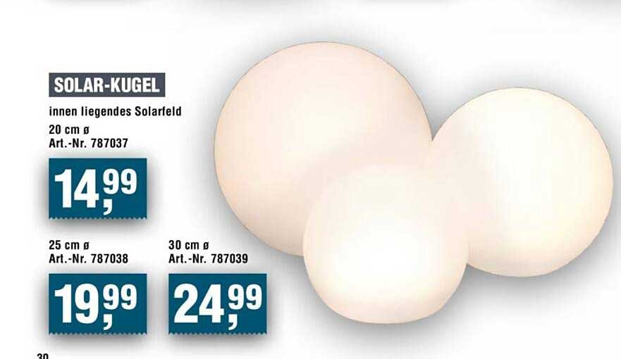 SOLAR-KUGEL innen liegendes Solarfeld 20 cm Ø