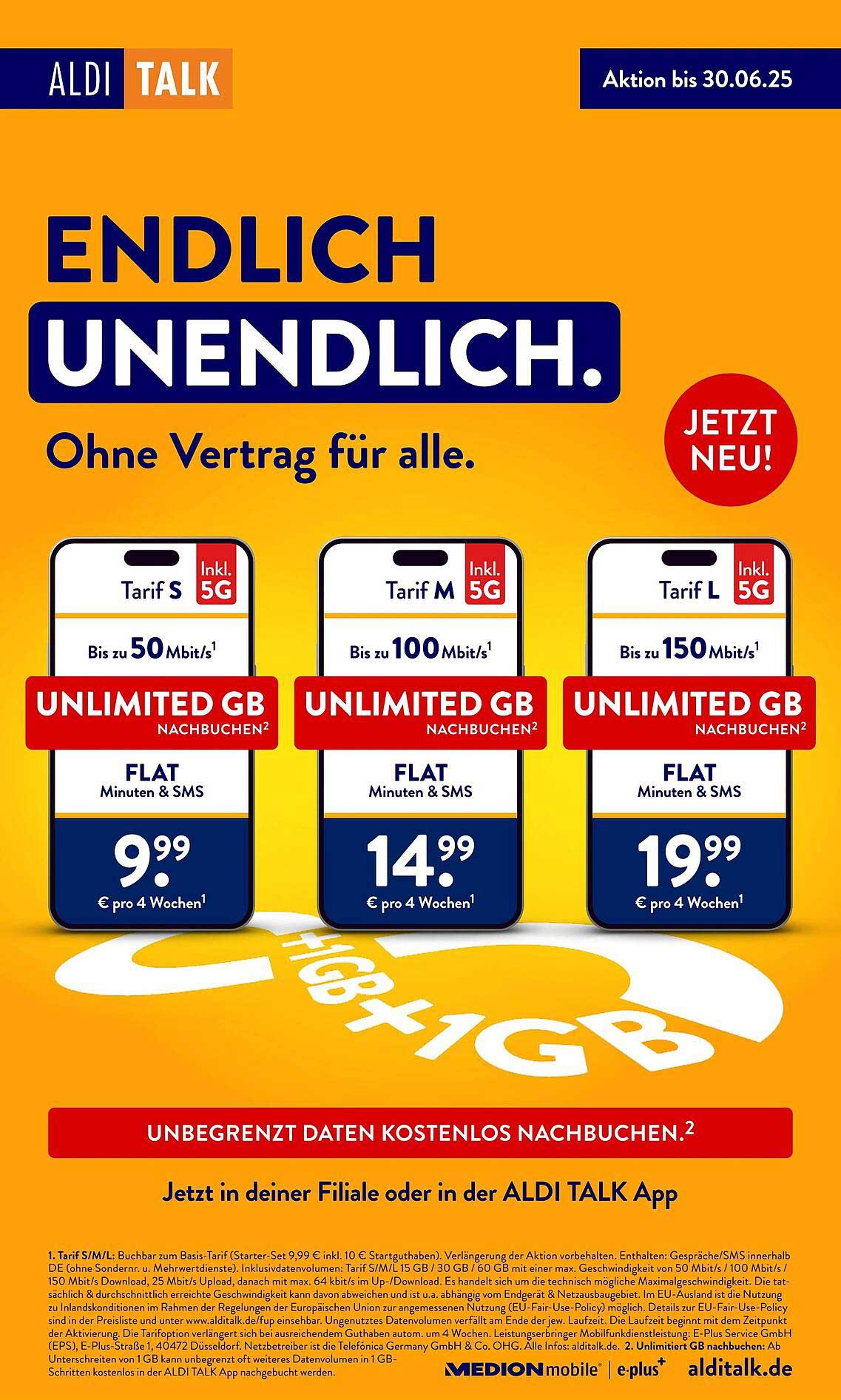 ALDI TALK Mobilfunktarife mit unbegrenztem Datenvolumen