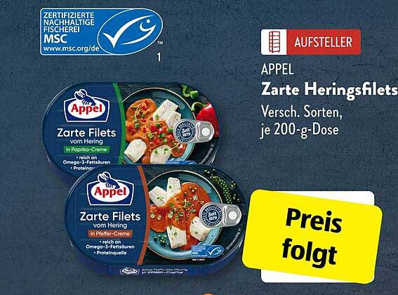 Appel Zarte Heringfilets, Verschiedene Sorten, je 200-g-Dose