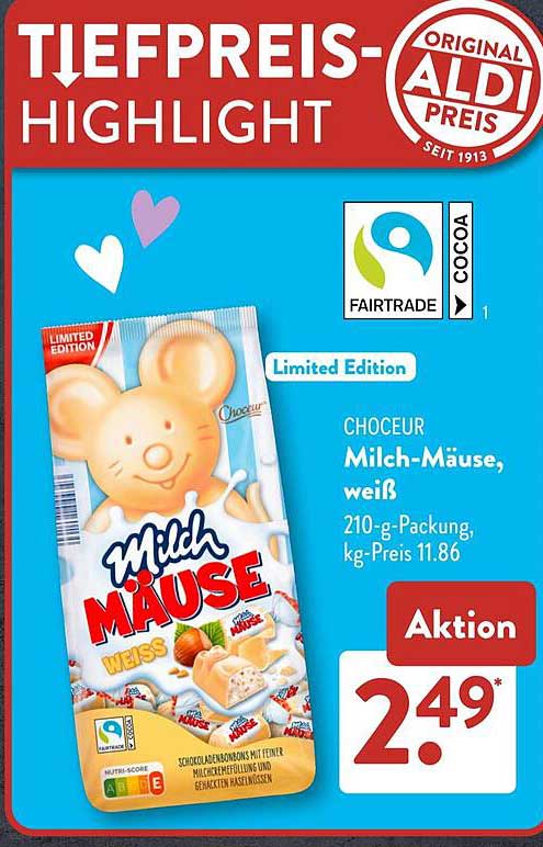 CHOCEUR Milch-Mäuse, weiß - Limited Edition