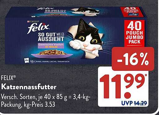 FELIX Katzennassfutter, Gemischte Vielfalt in Gelee
