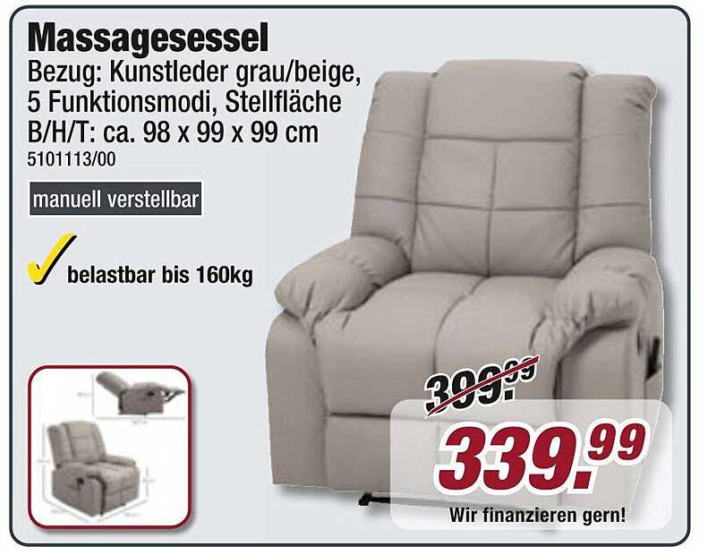 Massagesessel Grau/Beige mit 5 Funktionsmodi