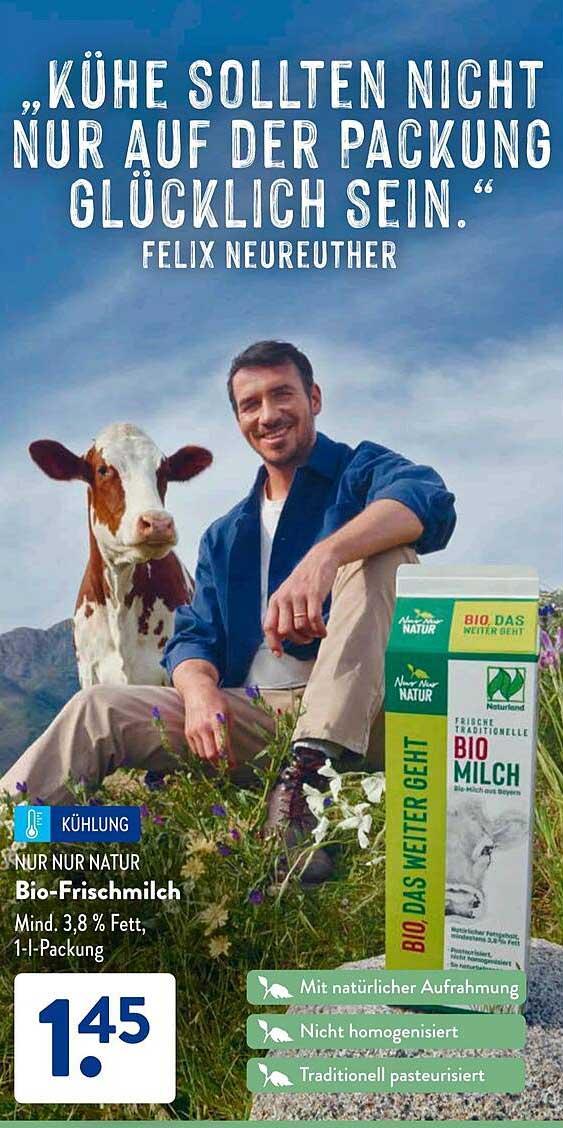 NUR NUR NATUR Bio-Frischmilch 1-Liter-Packung