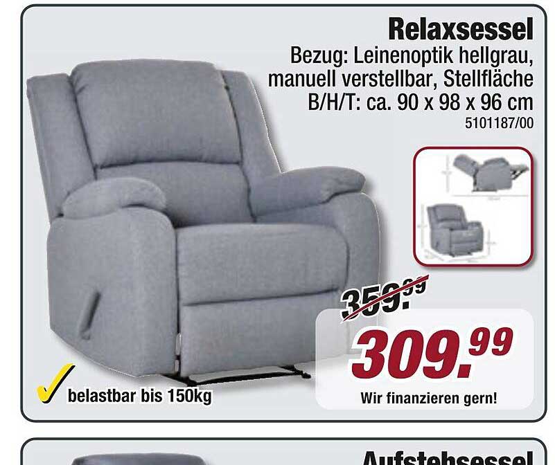 Relaxsessel in Leinenaoptik hellgrau