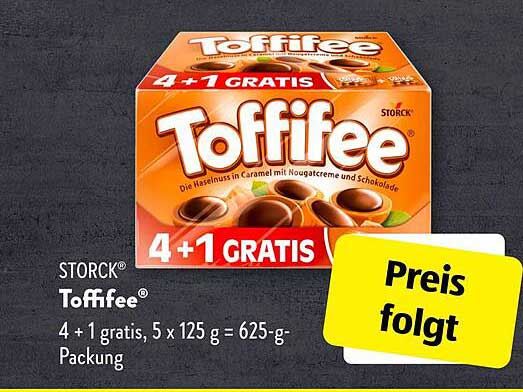 STORCK Toffifee 4 + 1 gratis, 625-g-Packung