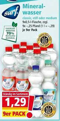 surf Mineralwasser 9er Pack – classic, still oder medium