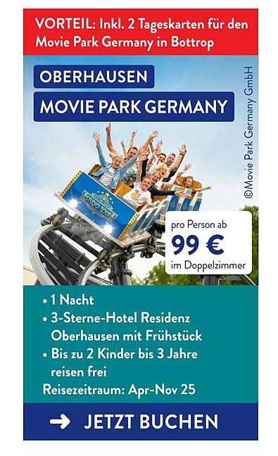 Übernachtung im 3-Sterne-Hotel mit Eintrittskarten für Movie Park Germany
