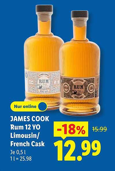 JAMES COOK Rum 12 YO Limousin/ French Cask