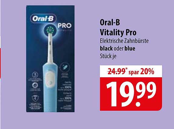 Oral-B Vitality Pro Elektrische Zahnbürste black oder blue Stück je