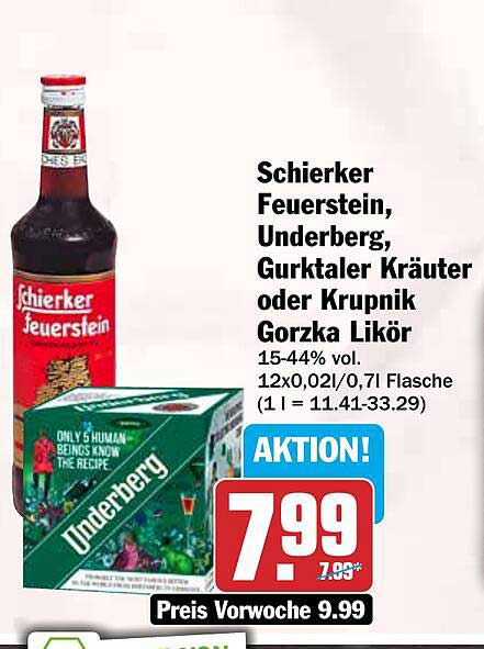 Schierker Feuerstein, Underberg, Gurktaler Kräuter oder Krupnik Gorzka Likör