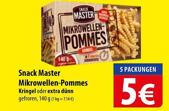 Snack Master Mikrowellen-Pommes Kringel oder extra dünn