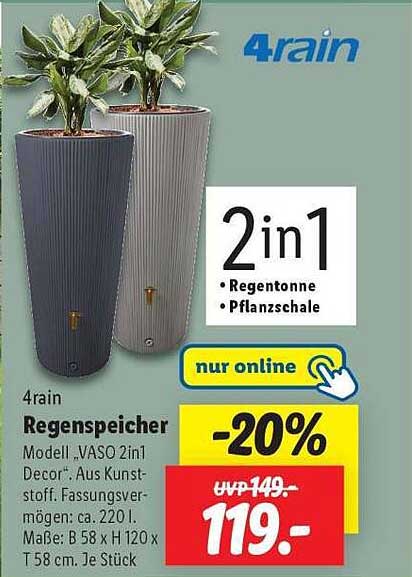 4rain Regenspeicher Modell VASO 2in1 Decor