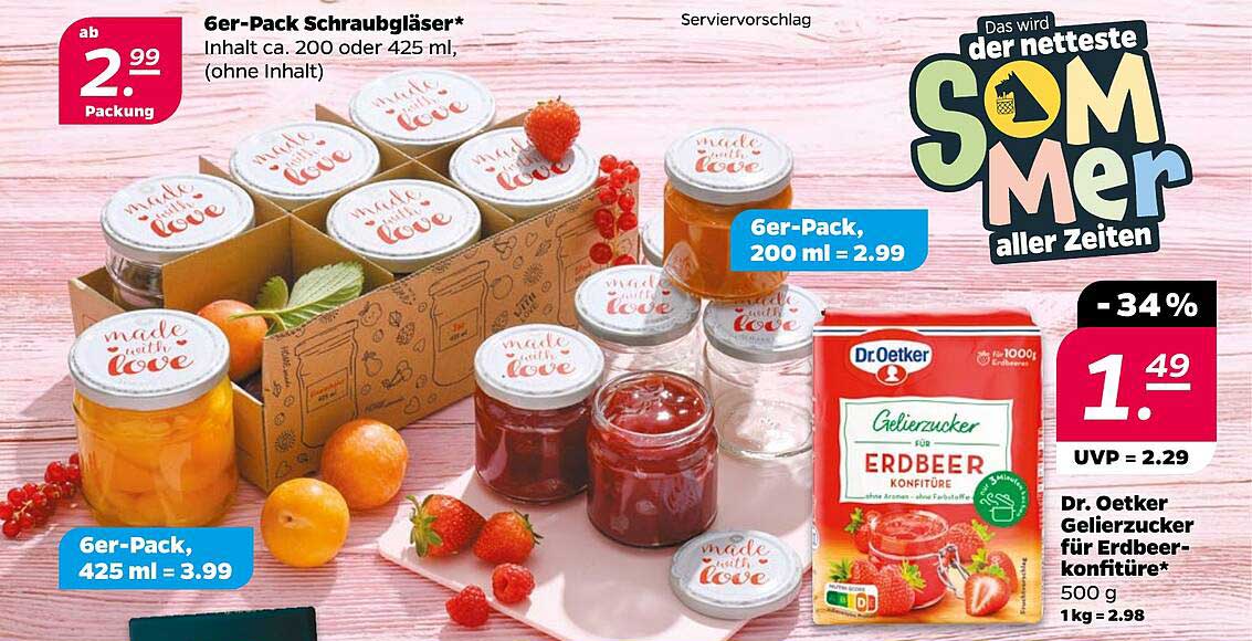 6er-Pack Schraubgläser 200 ml oder 425 ml