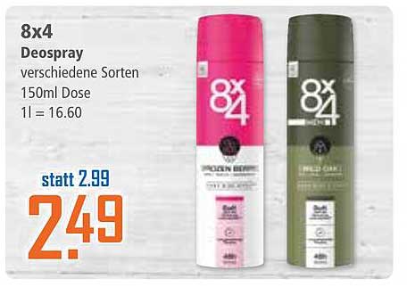 8x4 Deospray - verschiedene Sorten 150ml Dose
