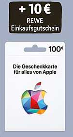Apple Geschenkkarte im Wert von 100 € mit 10 € REWE Einkaufsgutschein